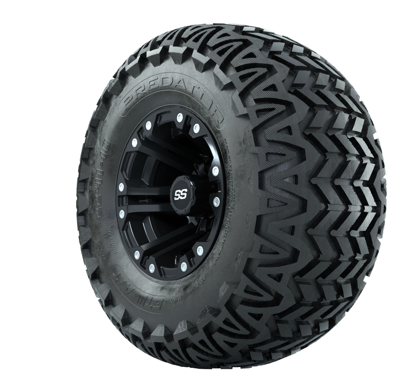 Set of 4 GTW Specter Matte Black Wheels with Predator A-T Tires - 10 Inch