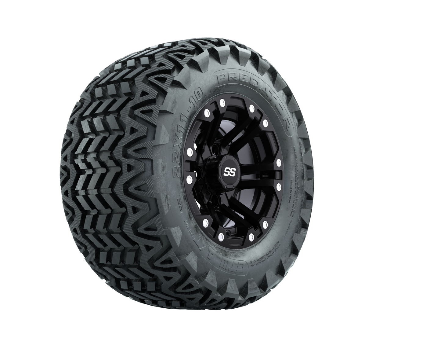 Set of 4 GTW Specter Matte Black Wheels with Predator A-T Tires - 10 Inch