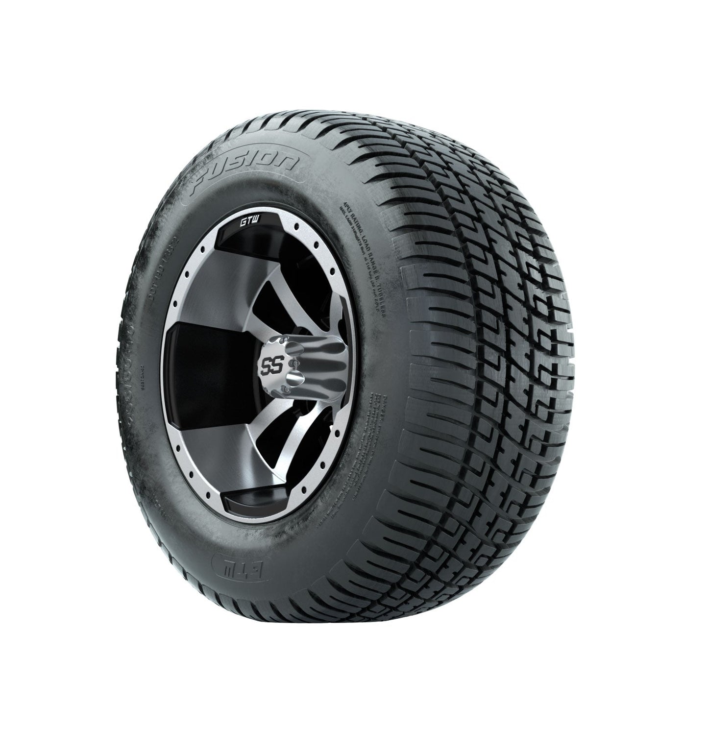 GTW Storm Trooper Black and Machined Wheels with 18in Fusion DOT Approved Street Tires - 10 Inch