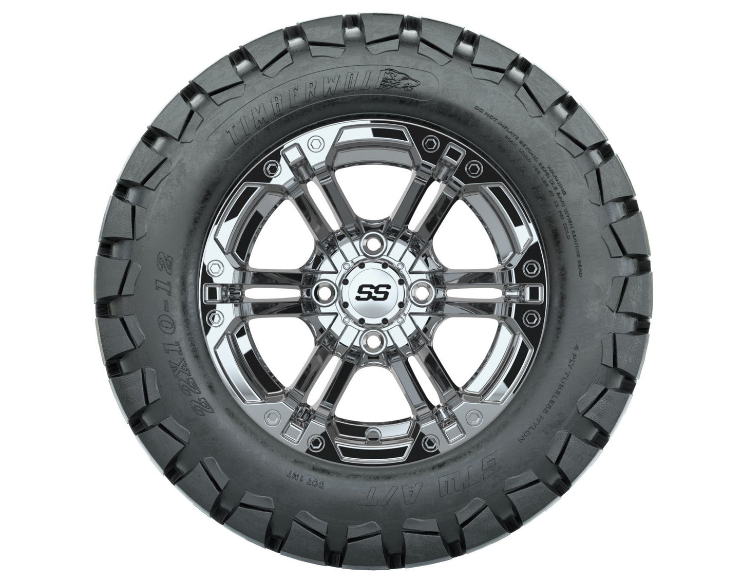 GTW Specter Chrome Wheels with 22in Timberwolf Mud Tires - 12 Inch