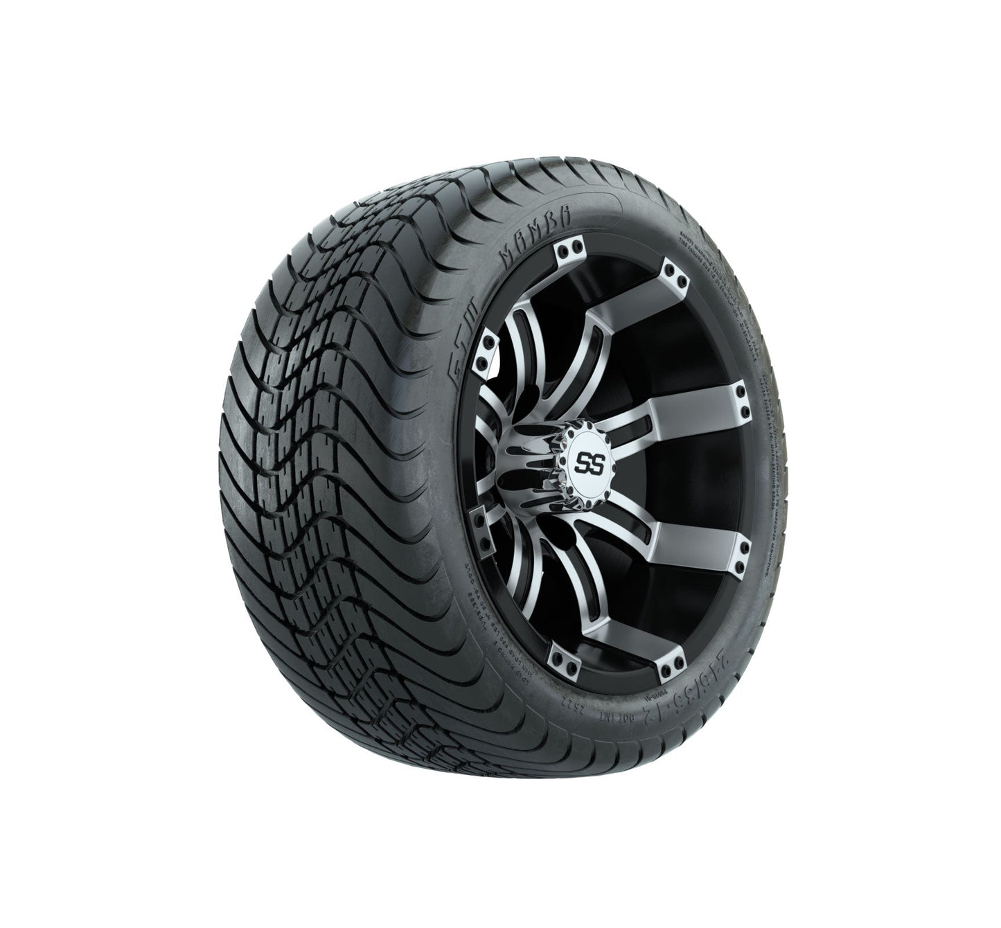 GTW Tempest Black and Machined Wheels with 18in Mamba DOT Approved Street Tires - 12 Inch