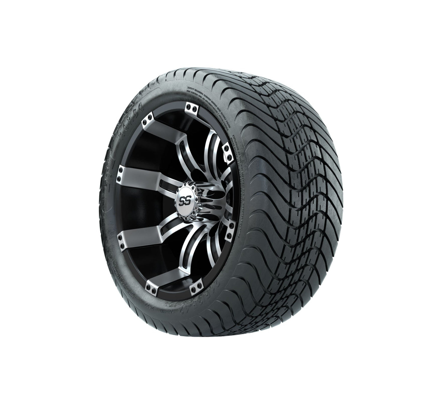 GTW Tempest Black and Machined Wheels with 18in Mamba DOT Approved Street Tires - 12 Inch