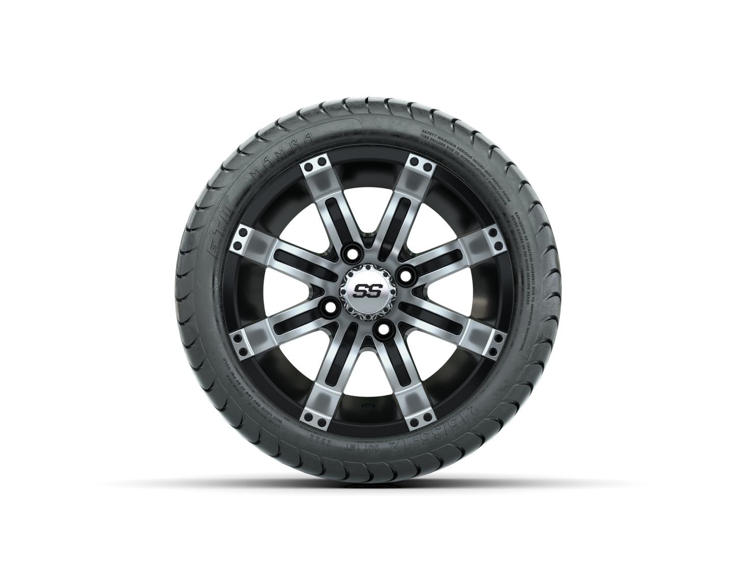 GTW Tempest Black and Machined Wheels with 18in Mamba DOT Approved Street Tires - 12 Inch