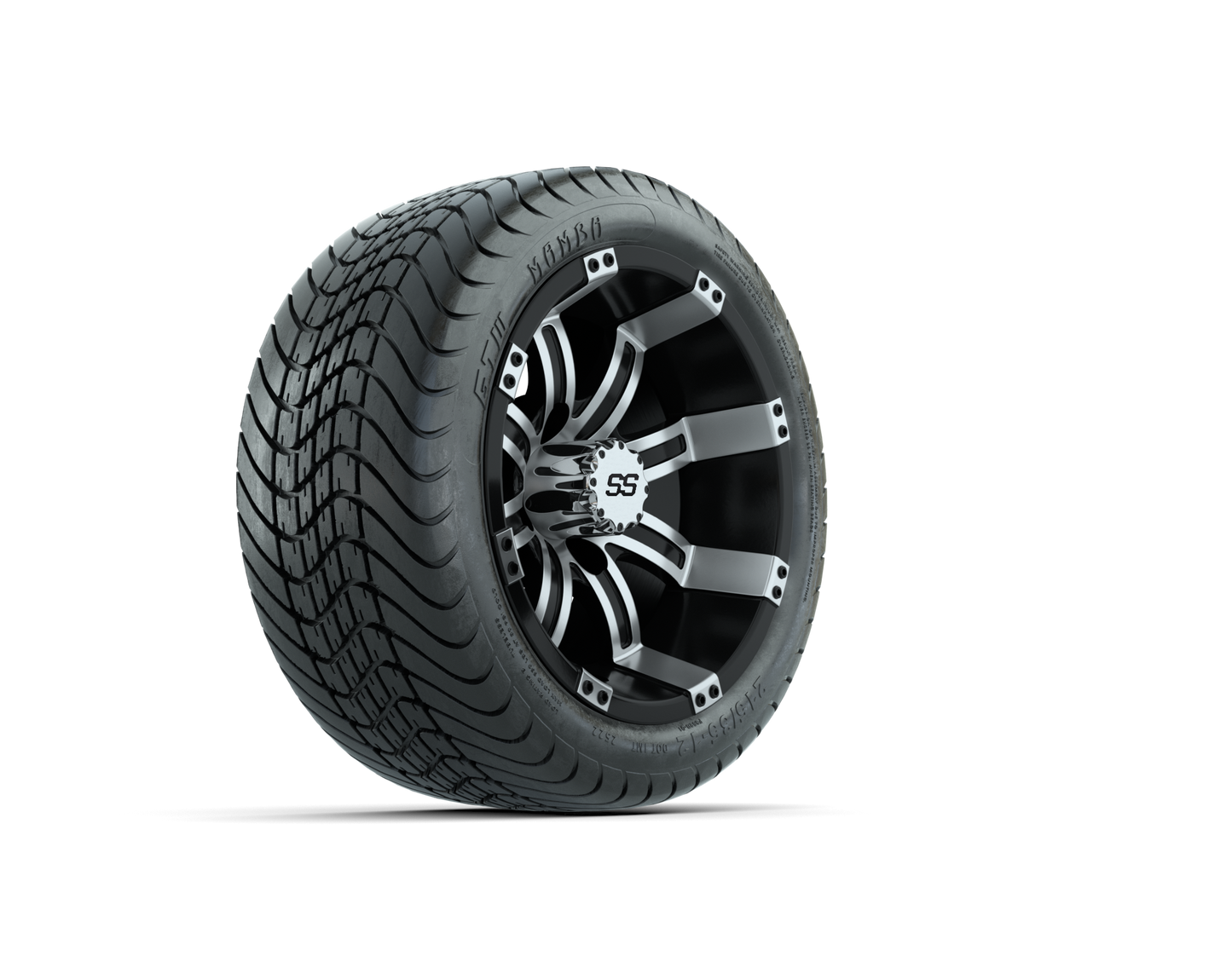 GTW Tempest Black and Machined Wheels with 18in Mamba DOT Approved Street Tires - 12 Inch