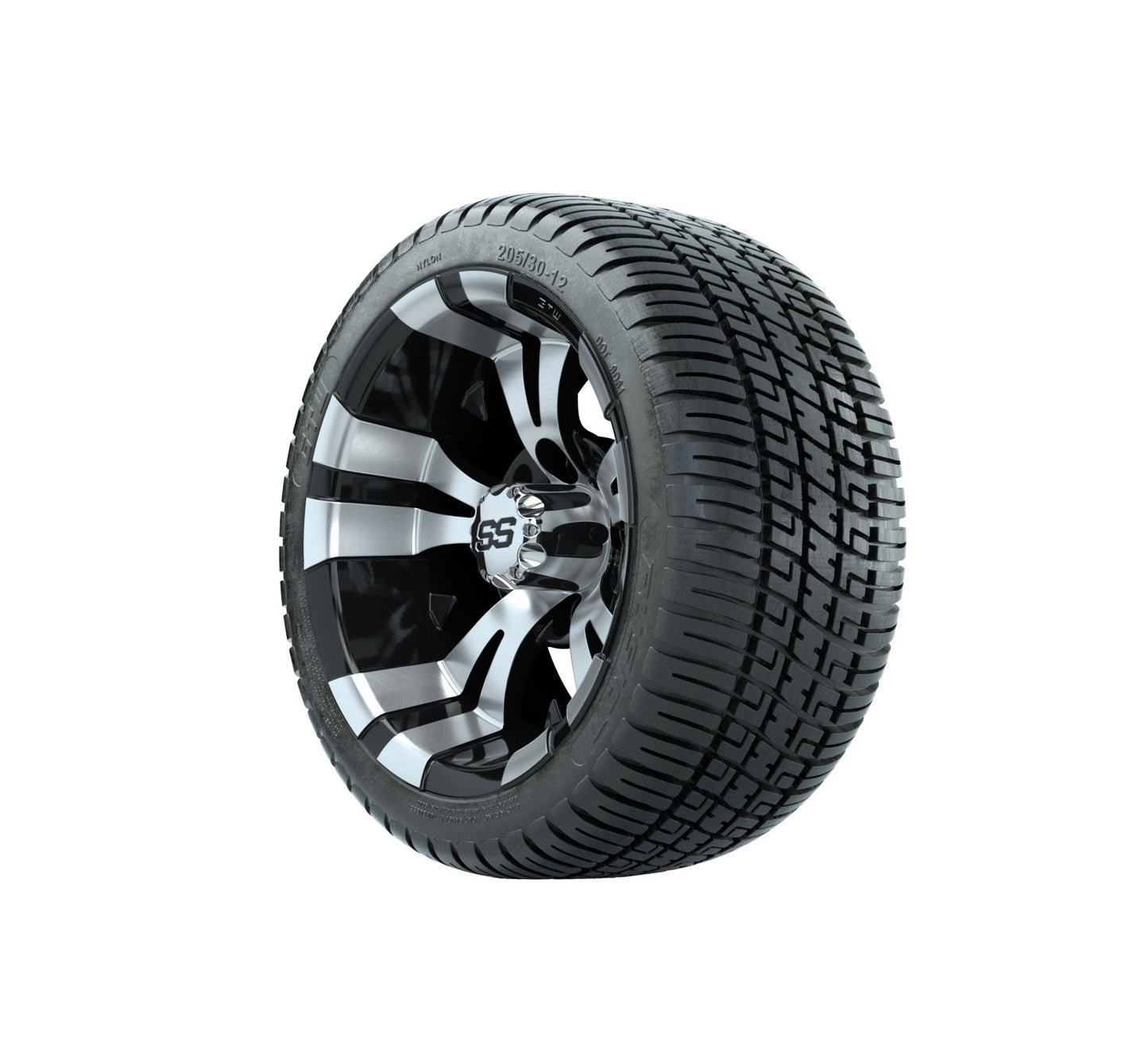 GTW Vampire Black and Machined Wheels with 18in Fusion DOT Approved Street Tires - 12 Inch