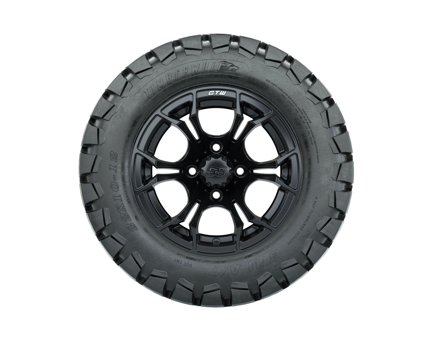 GTW Spyder Black and Machined Wheels with 22in Timberwolf Mud Tires - 12 Inch