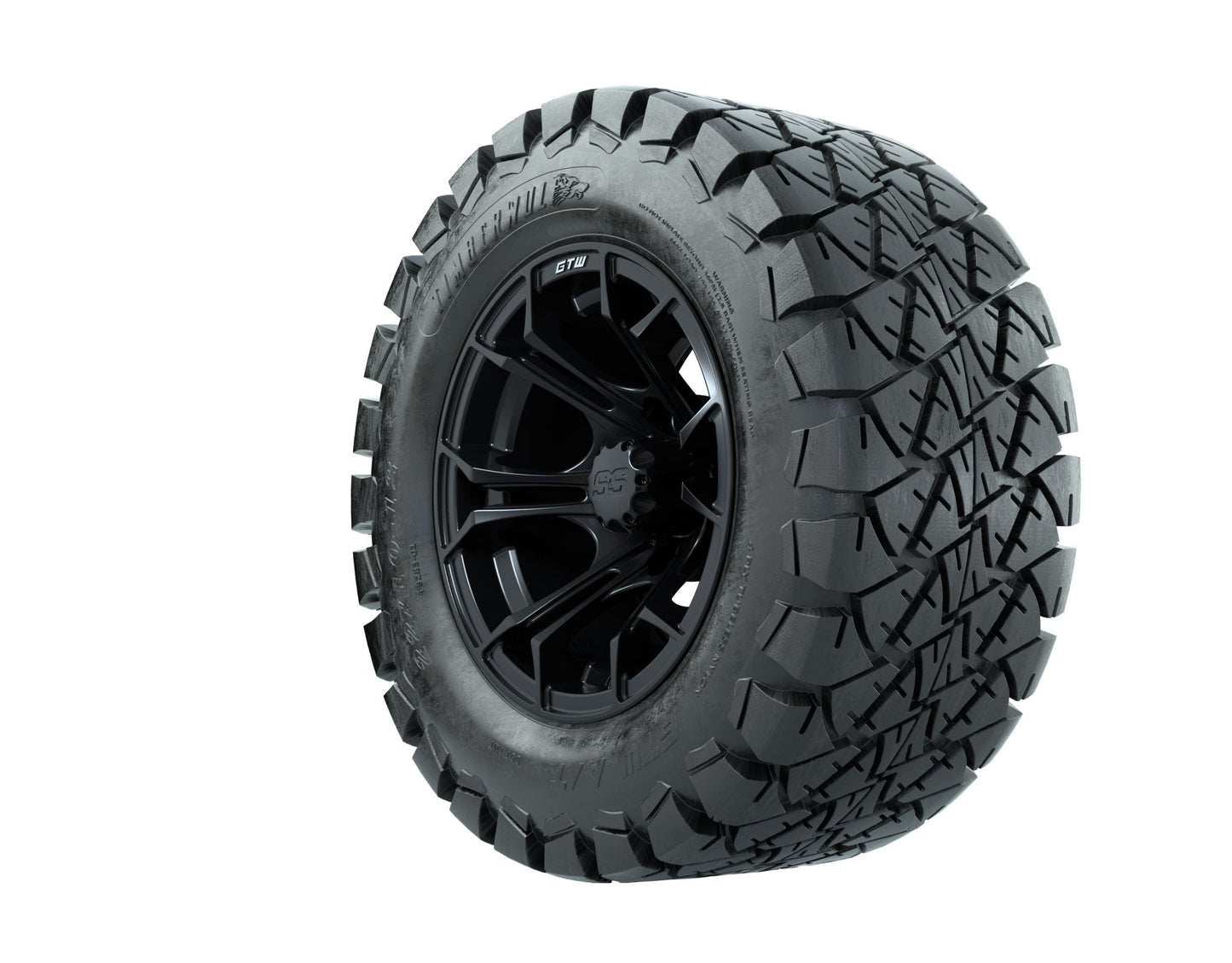 GTW Spyder Black and Machined Wheels with 22in Timberwolf Mud Tires - 12 Inch