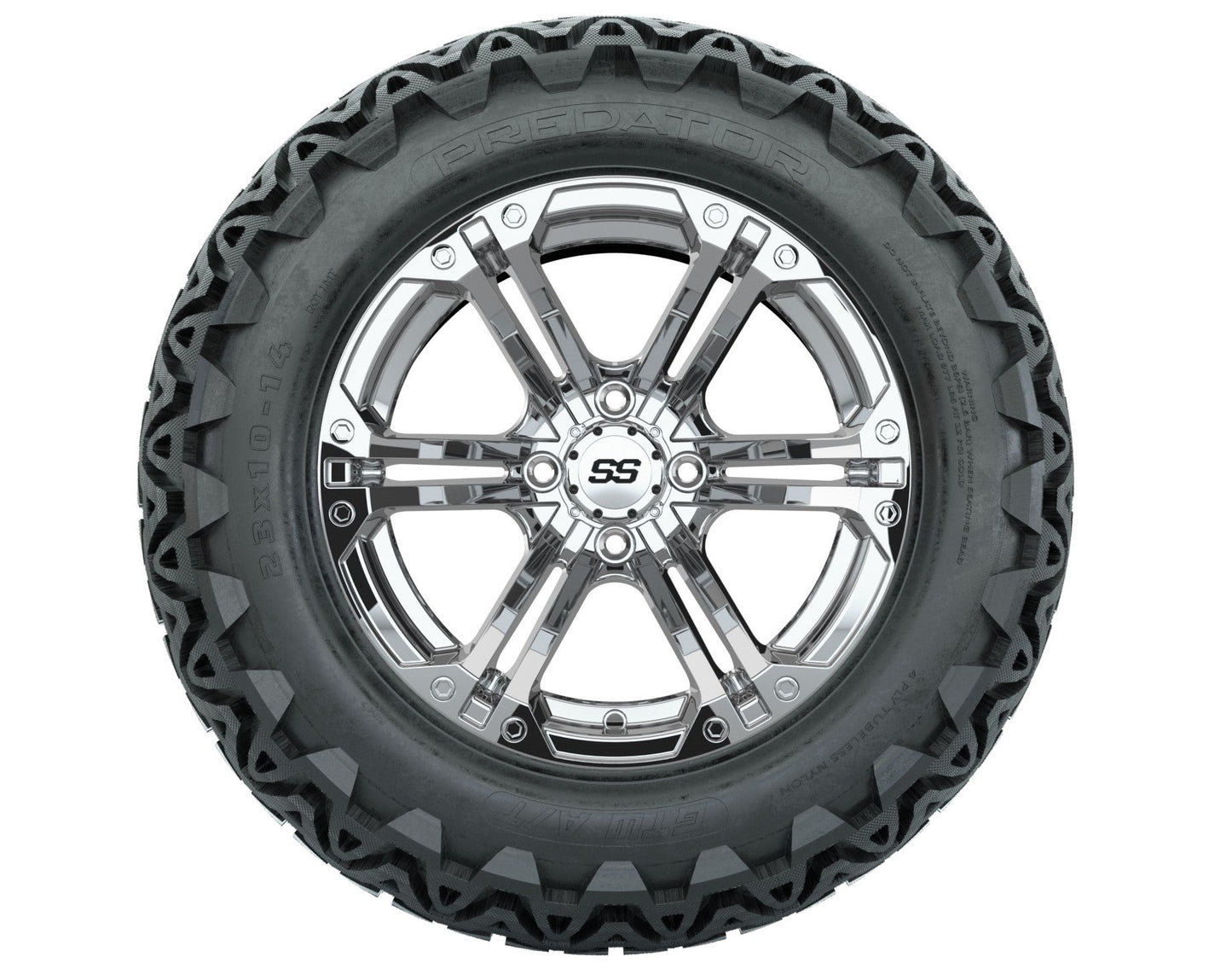GTW Specter Chrome Wheels with 23in Predator A-T Tires - 14 Inch