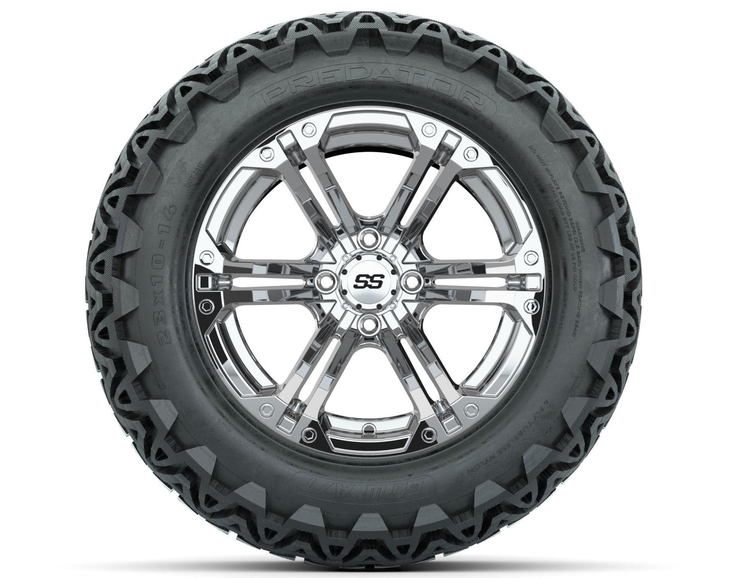 GTW Specter Chrome Wheels with 23in Predator A-T Tires - 14 Inch