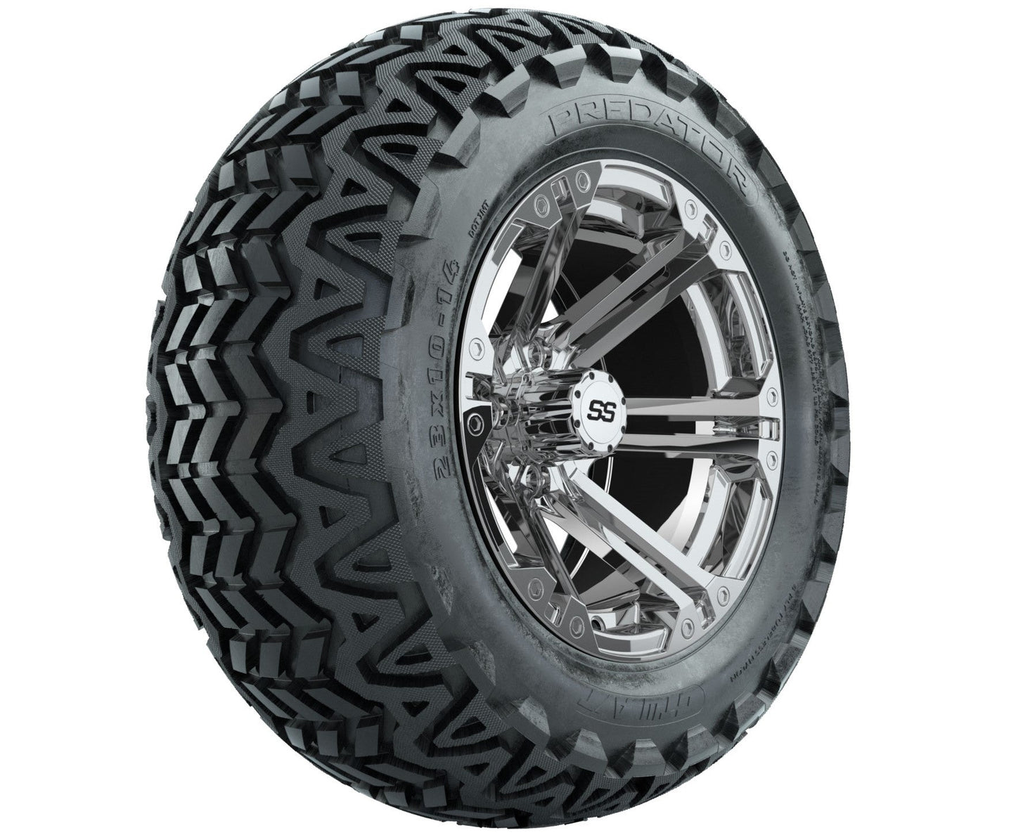 GTW Specter Chrome Wheels with 23in Predator A-T Tires - 14 Inch