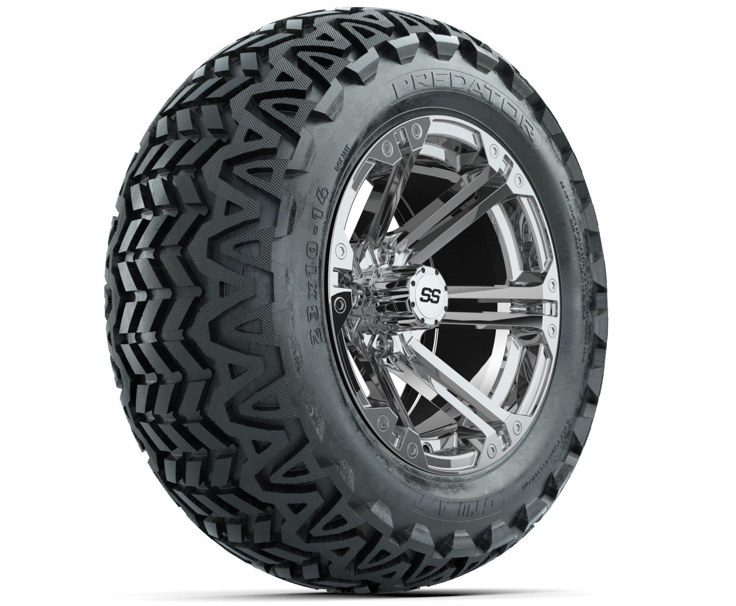 GTW Specter Chrome Wheels with 23in Predator A-T Tires - 14 Inch
