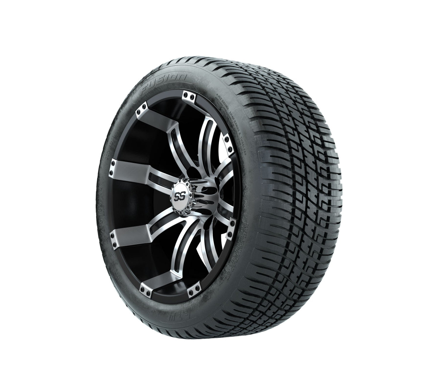 GTW Tempest Black and Machined Wheels with 18in Fusion DOT Approved Street Tires - 14 Inch