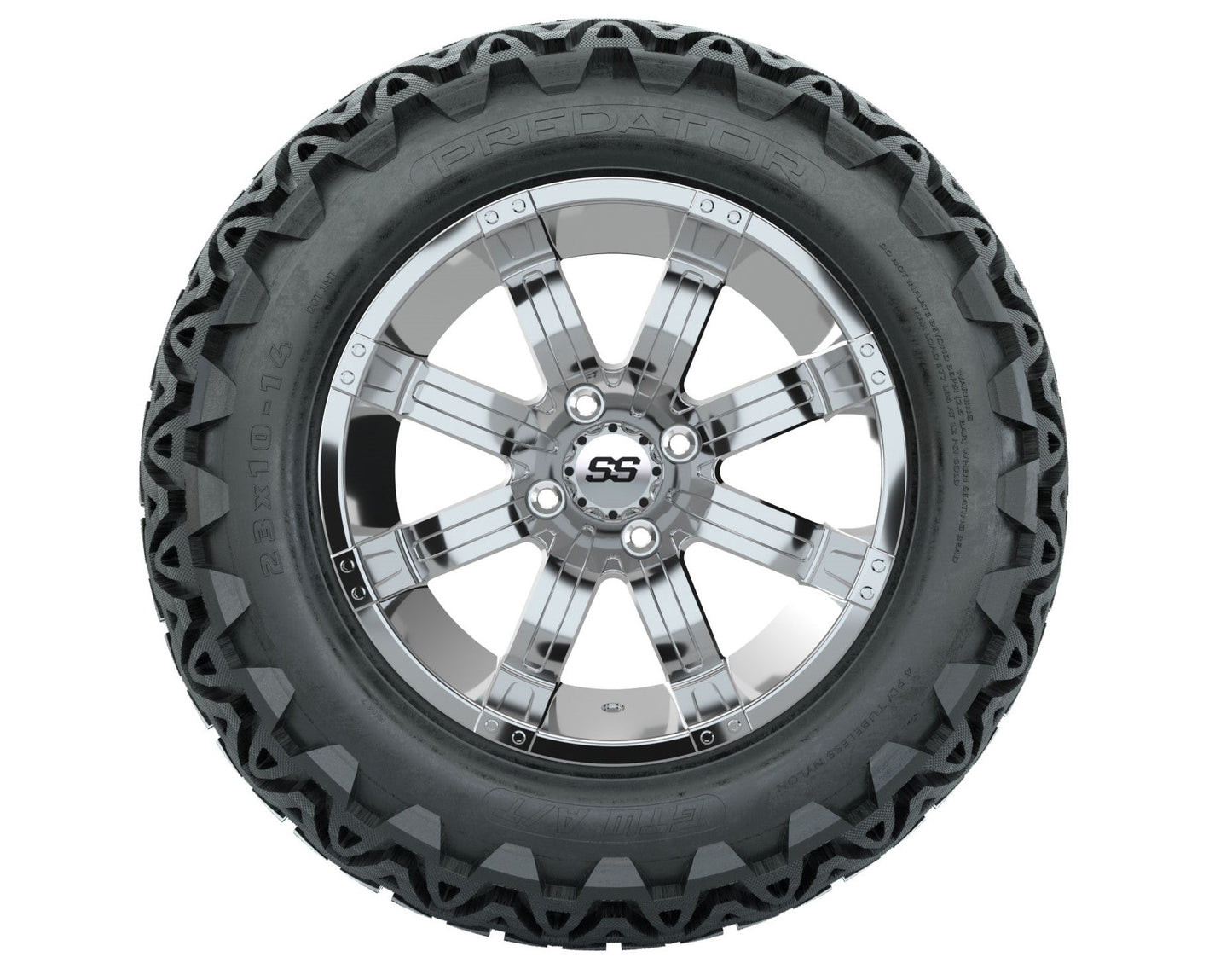 GTW Tempest Chrome Wheels with 23in Predator A-T Tires - 14 Inch