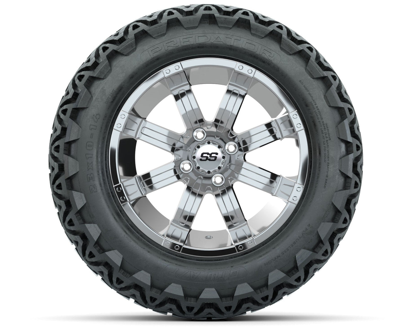 GTW Tempest Chrome Wheels with 23in Predator A-T Tires - 14 Inch