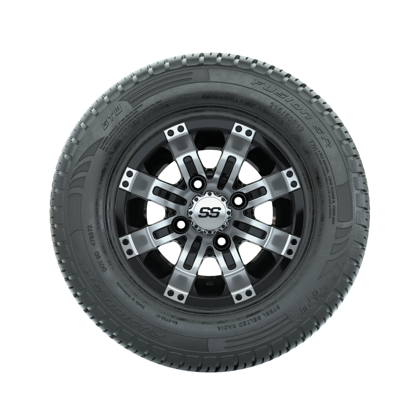 Set of (4) 12 in GTW Tempest Wheels with 215/50-R12 Fusion S/R Street Tires