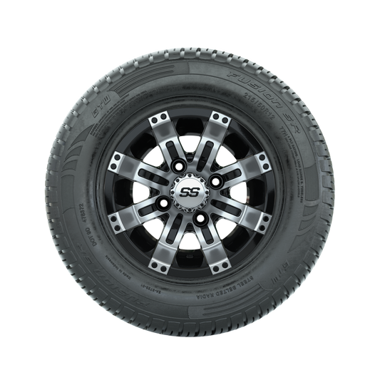Set of (4) 12 in GTW Tempest Wheels with 215/50-R12 Fusion S/R Street Tires