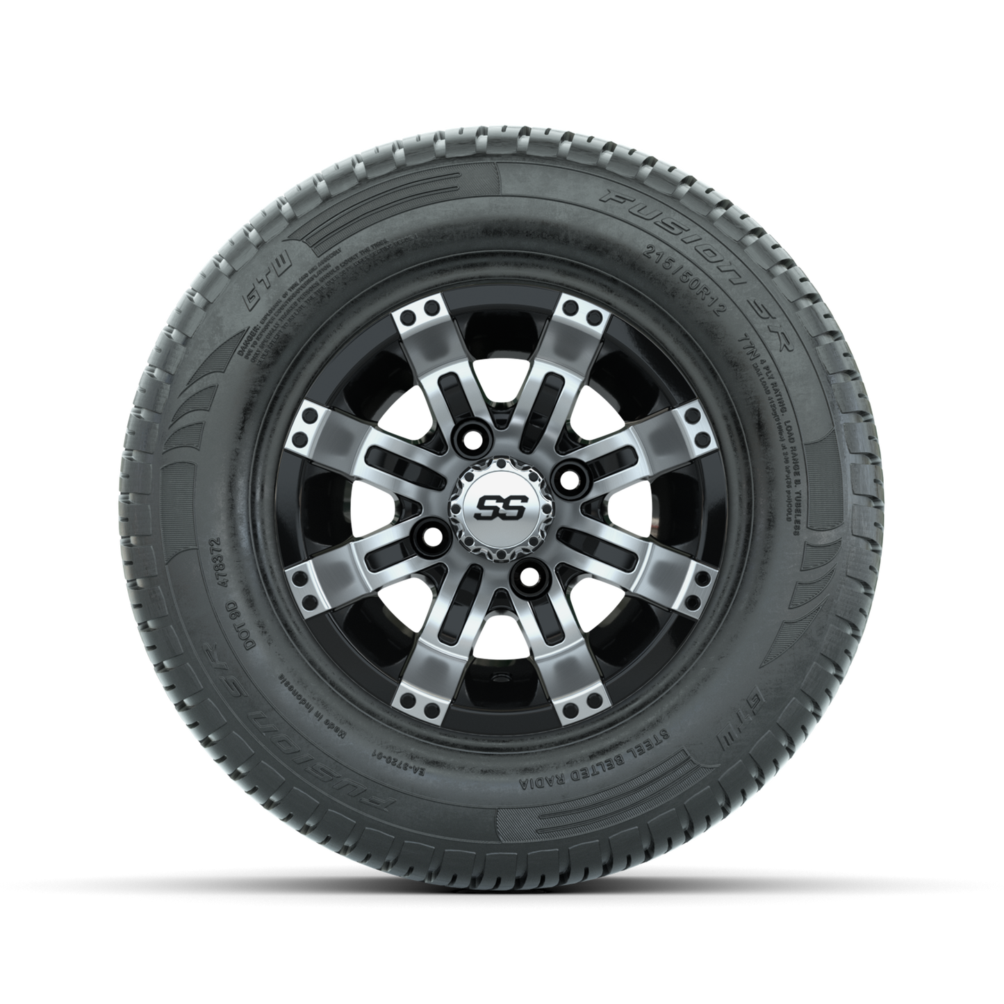 Set of (4) 12 in GTW Tempest Wheels with 215/50-R12 Fusion S/R Street Tires