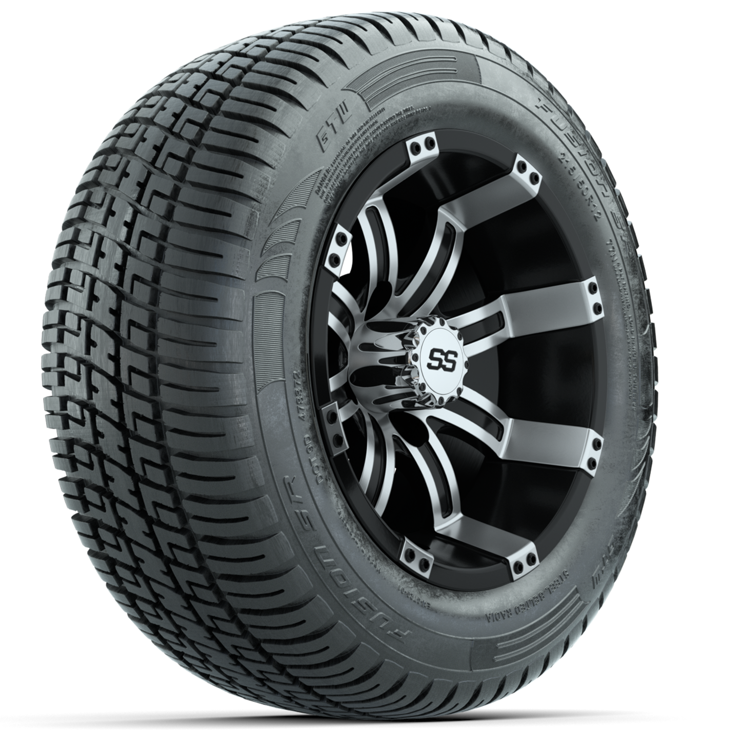 Set of (4) 12 in GTW Tempest Wheels with 215/50-R12 Fusion S/R Street Tires