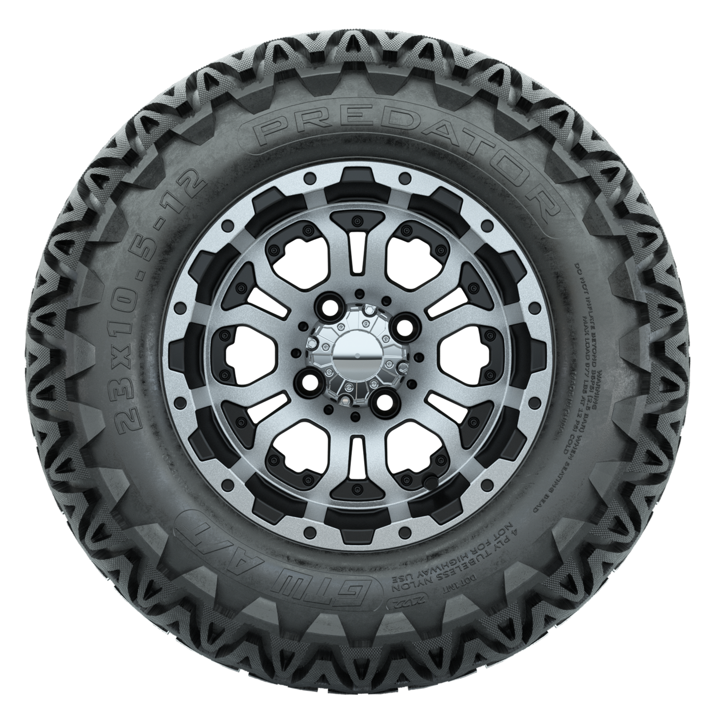 Set of (4) 12 in GTW Omega Wheels with 23x10.5-12 GTW Predator All-Terrain Tires