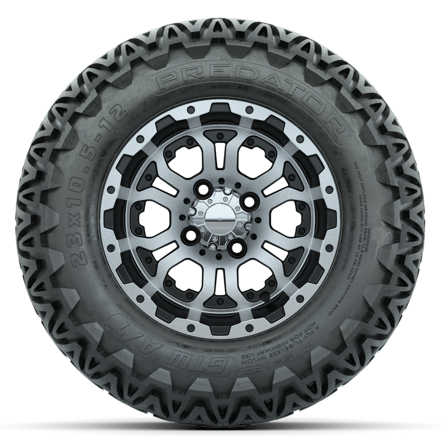 Set of (4) 12 in GTW Omega Wheels with 23x10.5-12 GTW Predator All-Terrain Tires