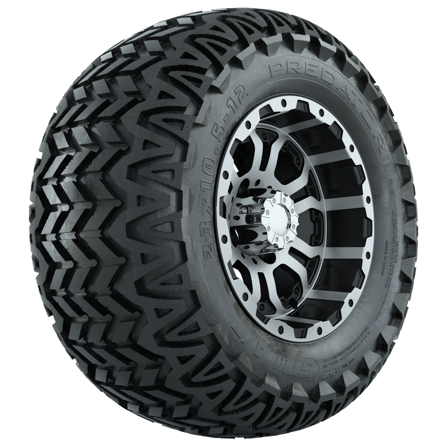 Set of (4) 12 in GTW Omega Wheels with 23x10.5-12 GTW Predator All-Terrain Tires