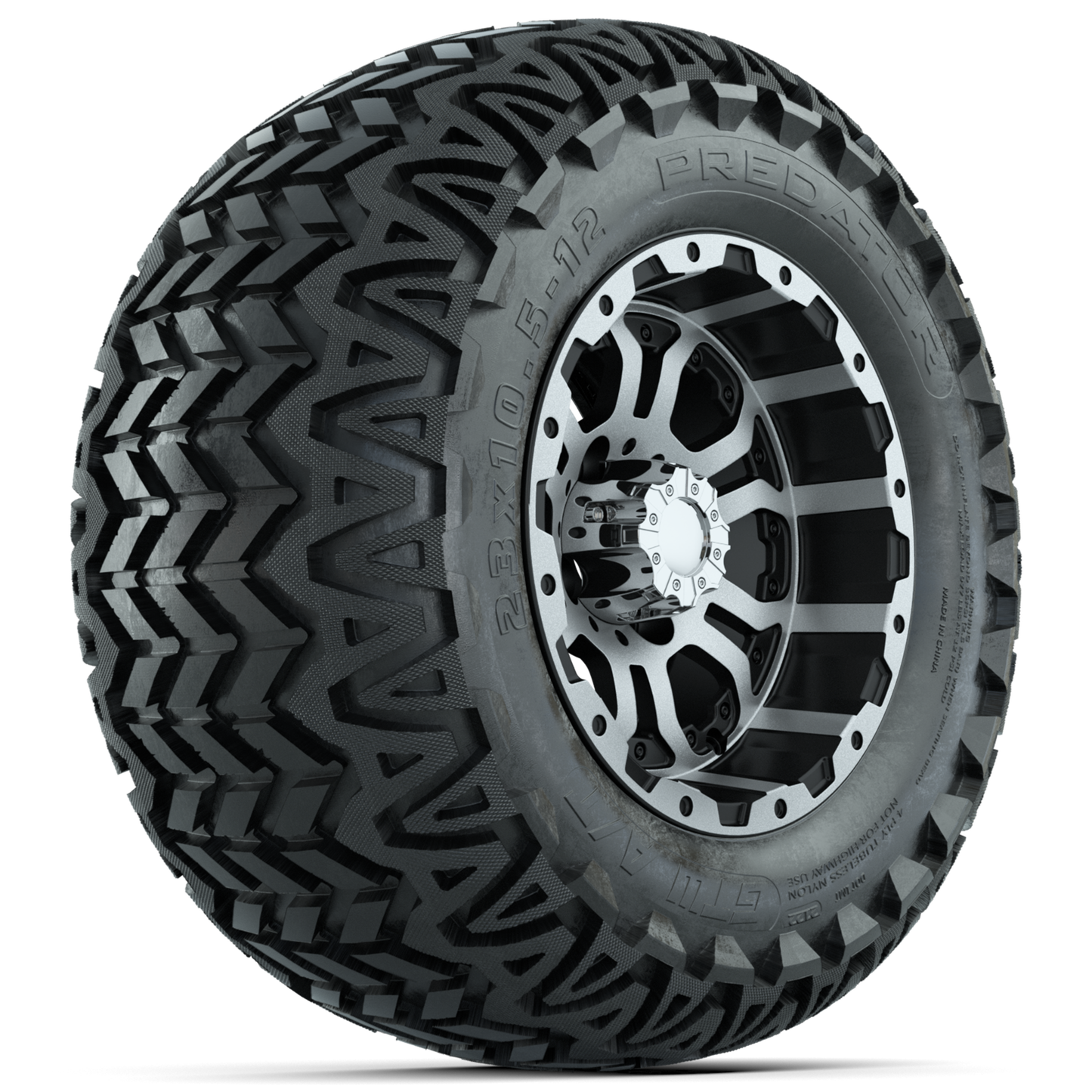 Set of (4) 12 in GTW Omega Wheels with 23x10.5-12 GTW Predator All-Terrain Tires