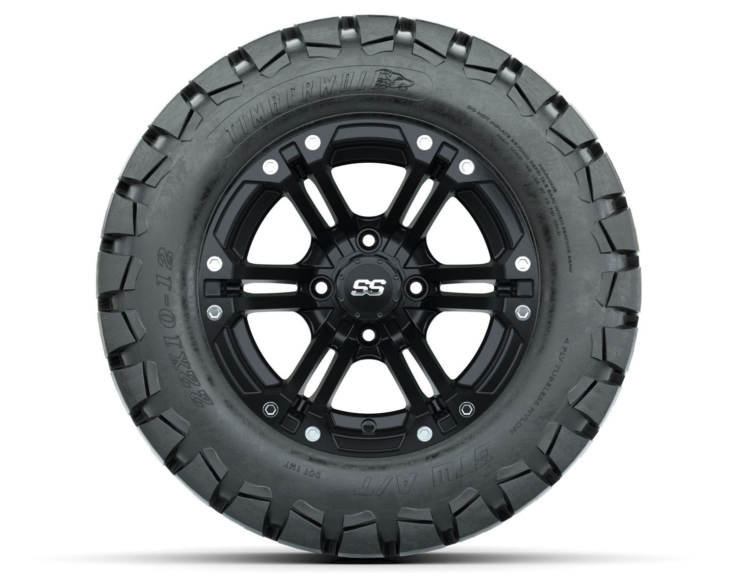 Set of (4) 12 in GTW Specter Wheels with 22x10-12 GTW Timberwolf All-Terrain Tires