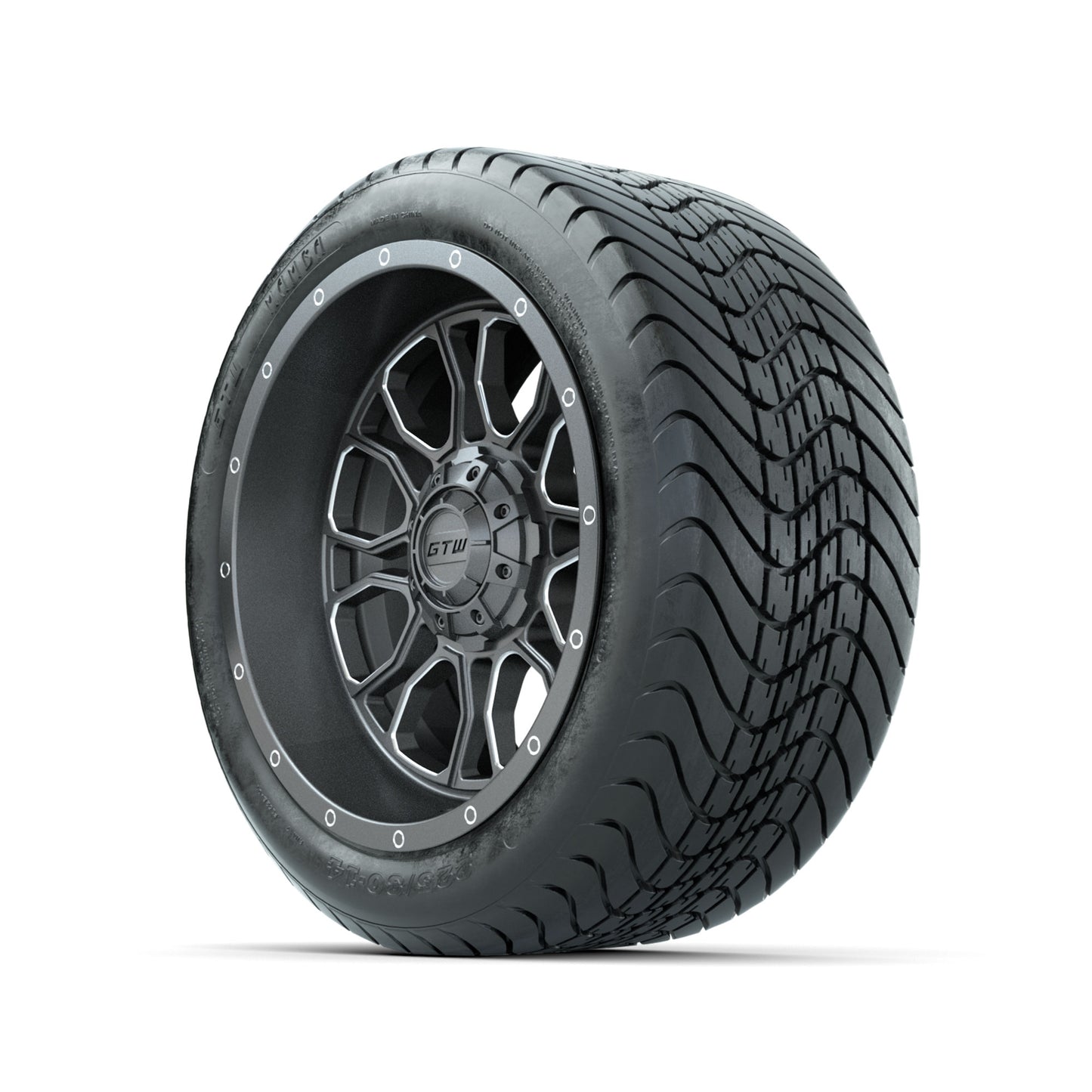 GTW Volt Gunmetal/Machined 14 in Wheels with 225/30-14 Mamba Street Tire Full Set