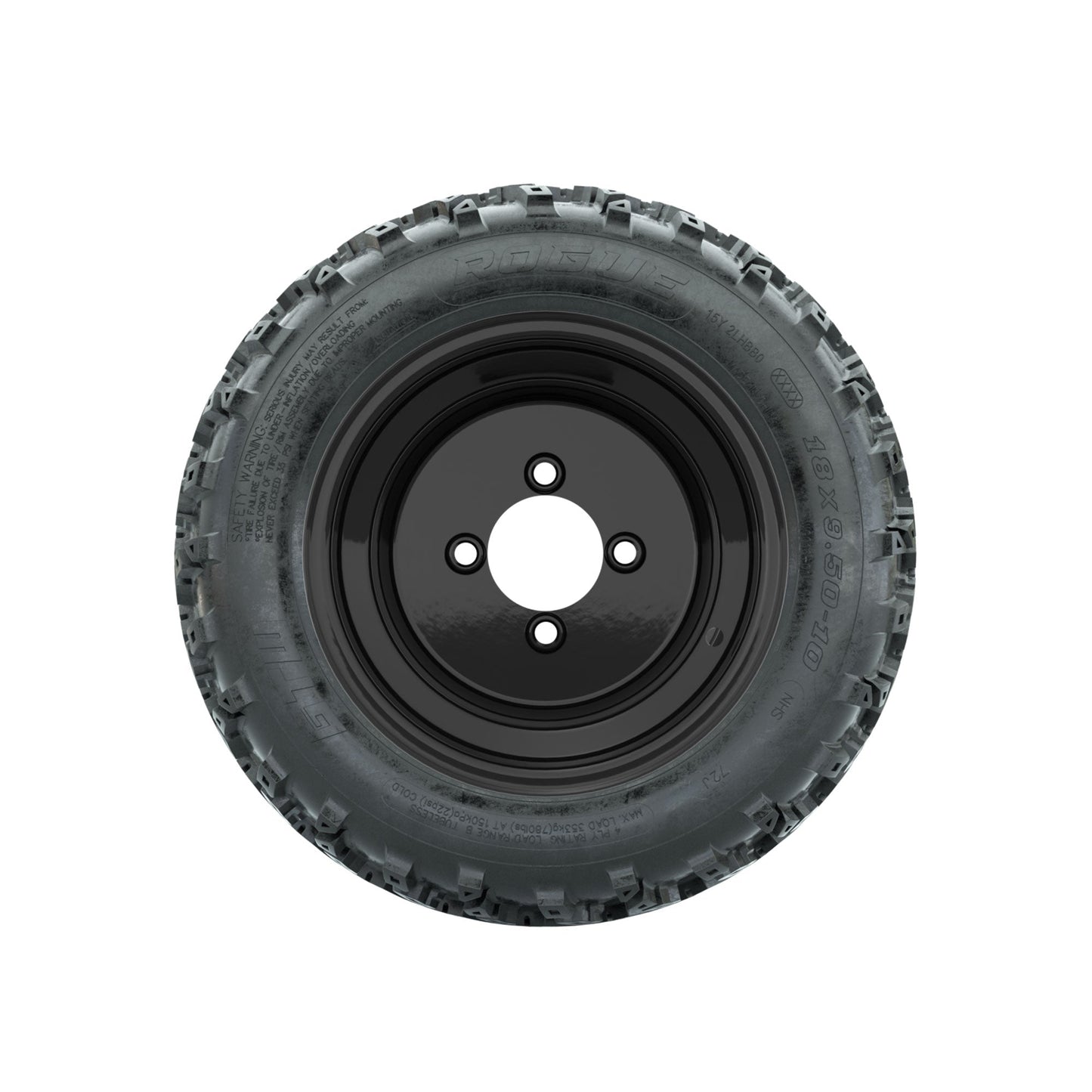 GTW Steel Matte Black 3:5 Offset 10 in Wheels with 18x9.50-10 Rogue All Terrain Tires Full Set