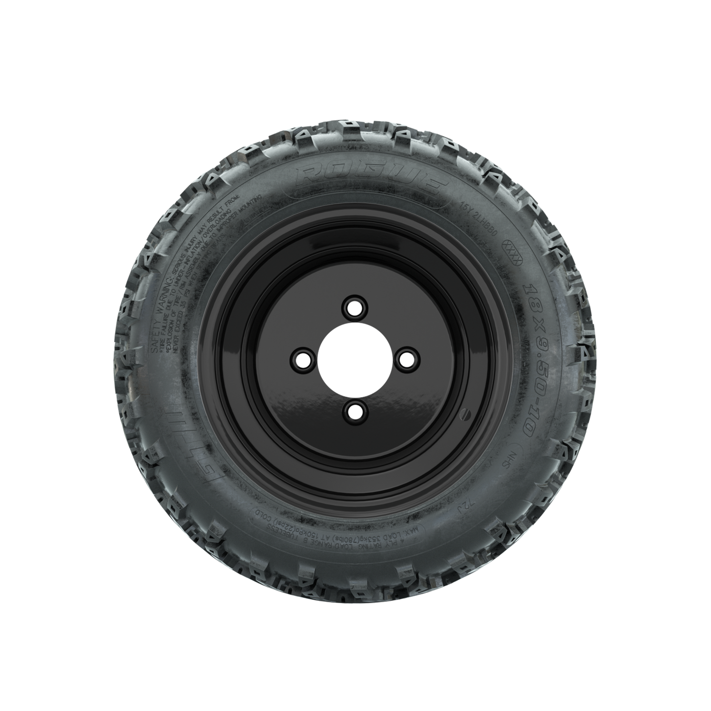 GTW Steel Matte Black 3:5 Offset 10 in Wheels with 18x9.50-10 Rogue All Terrain Tires Full Set