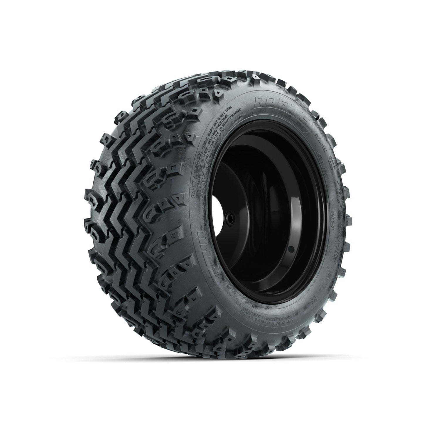 GTW Steel Matte Black 3:5 Offset 10 in Wheels with 18x9.50-10 Rogue All Terrain Tires Full Set