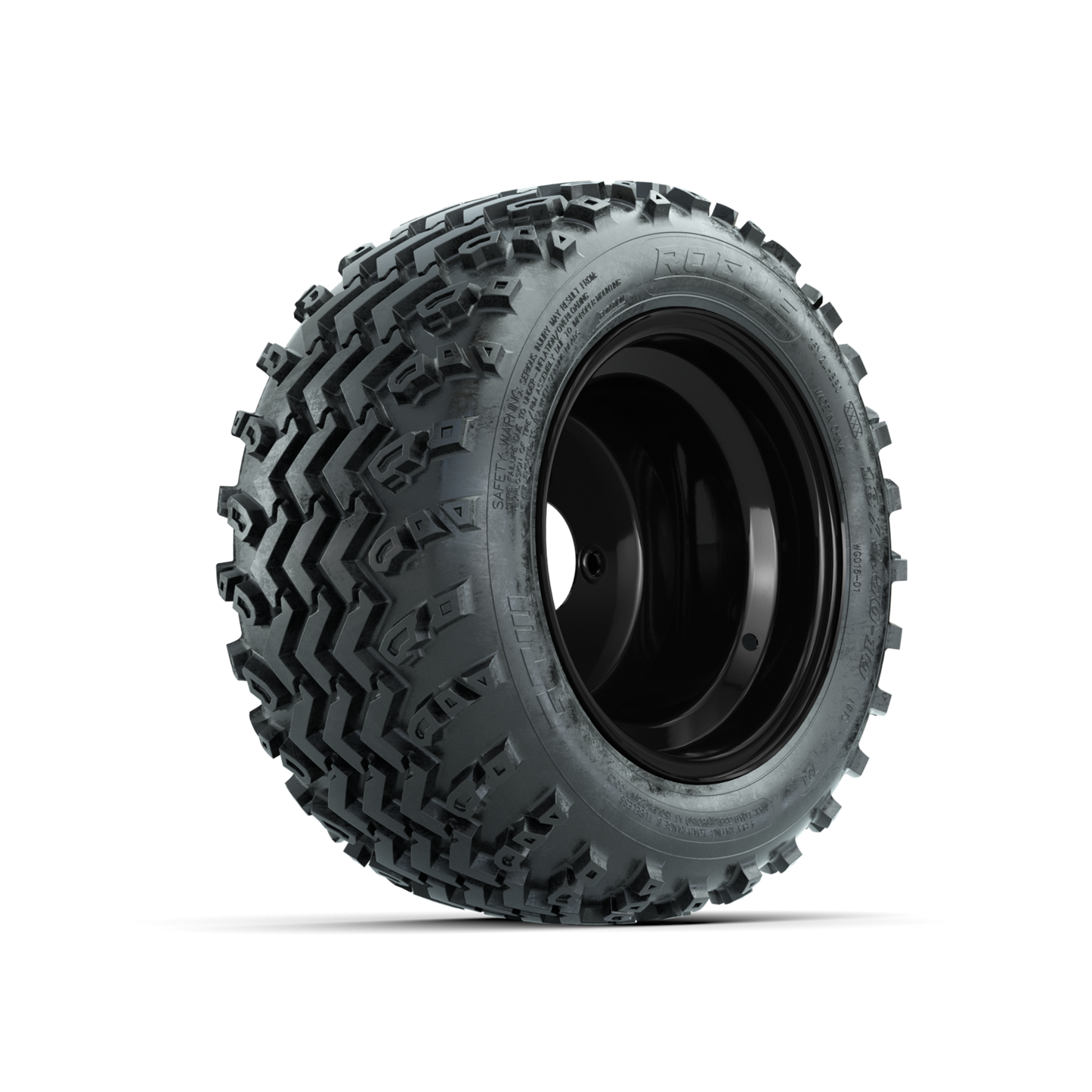 GTW Steel Matte Black 3:5 Offset 10 in Wheels with 18x9.50-10 Rogue All Terrain Tires Full Set