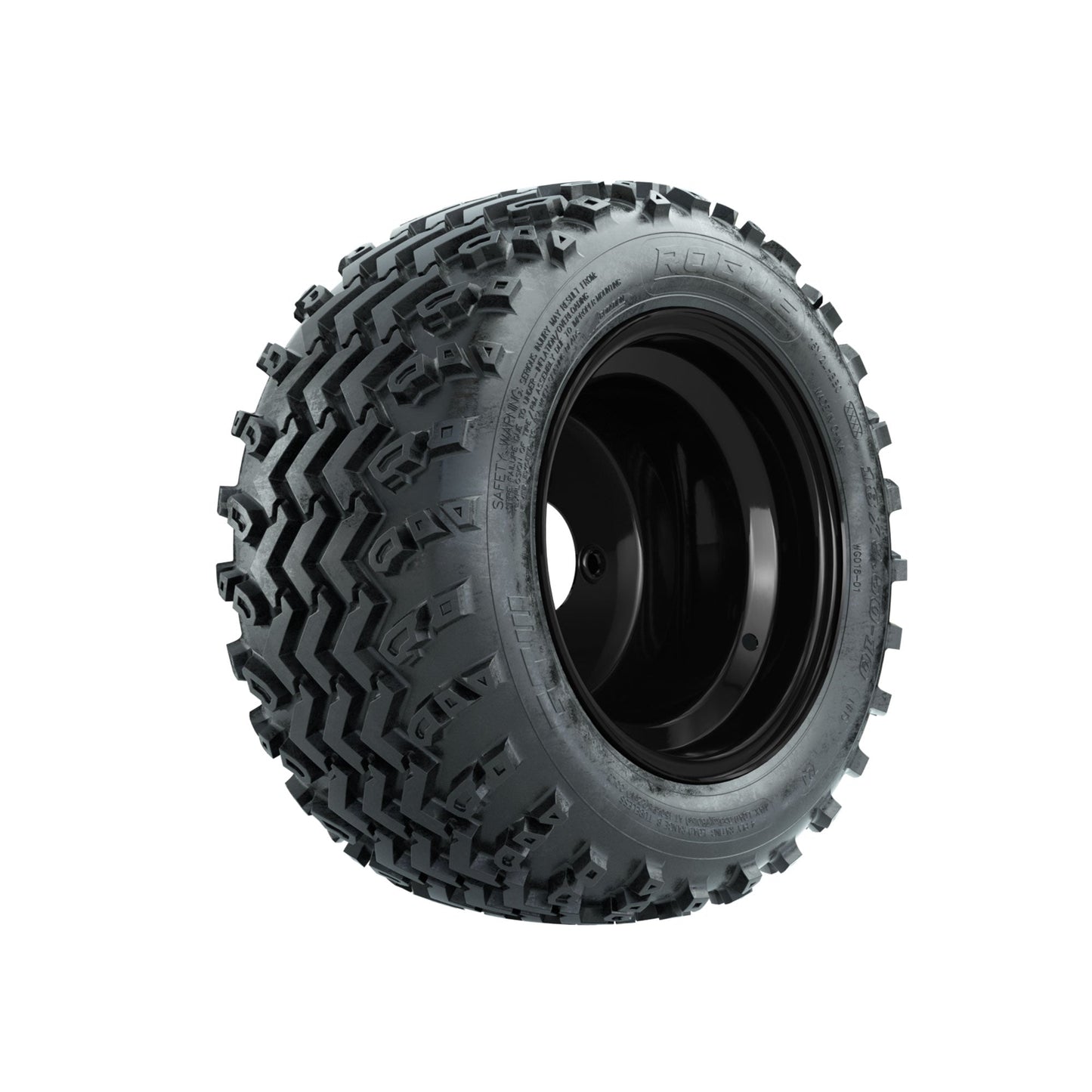 GTW Steel Matte Black 3:5 Offset 10 in Wheels with 18x9.50-10 Rogue All Terrain Tires Full Set