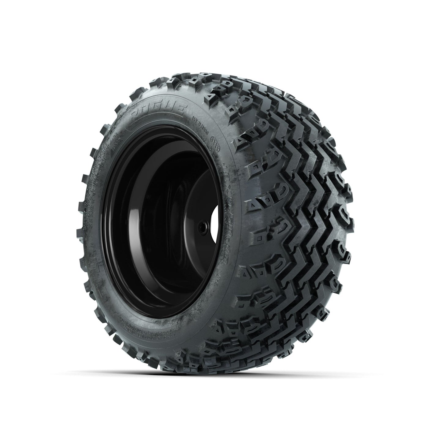GTW Steel Matte Black 3:5 Offset 10 in Wheels with 18x9.50-10 Rogue All Terrain Tires Full Set