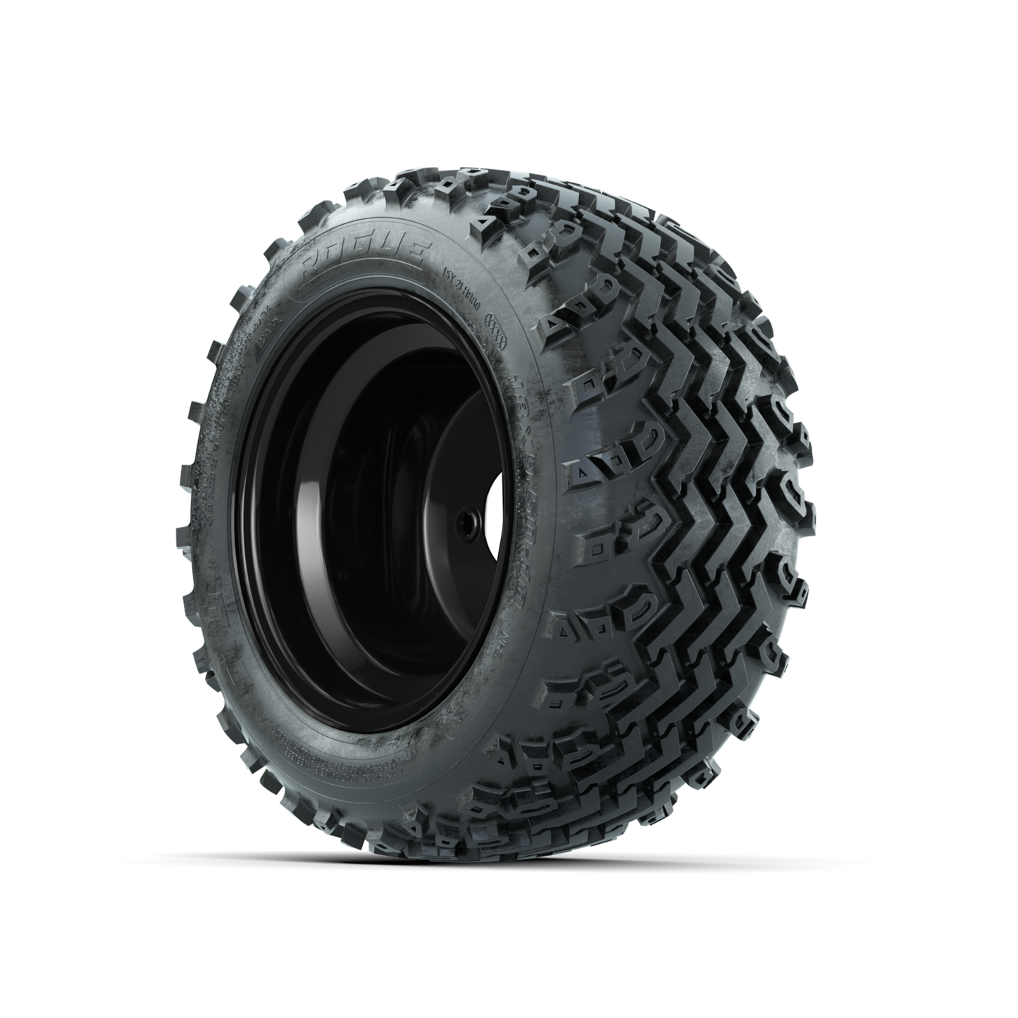 GTW Steel Matte Black 3:5 Offset 10 in Wheels with 18x9.50-10 Rogue All Terrain Tires Full Set