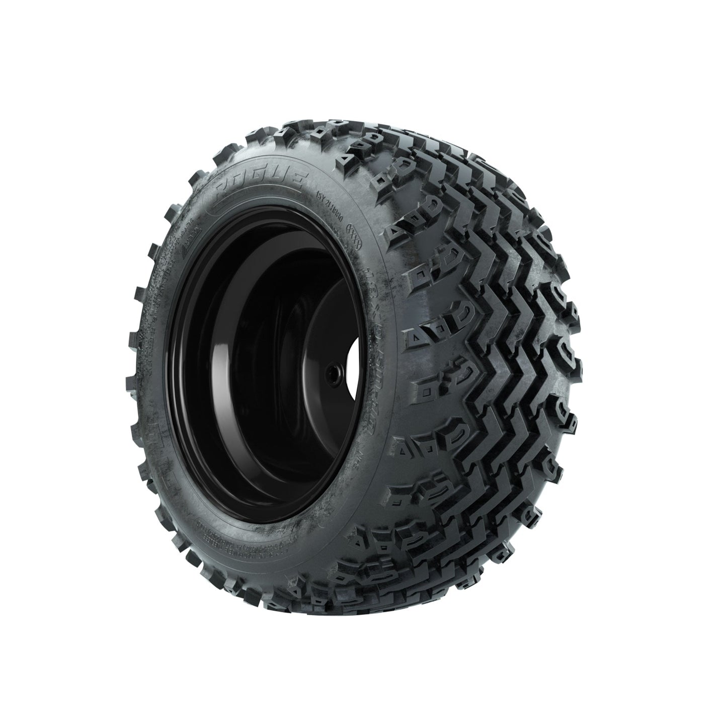 GTW Steel Matte Black 3:5 Offset 10 in Wheels with 18x9.50-10 Rogue All Terrain Tires Full Set