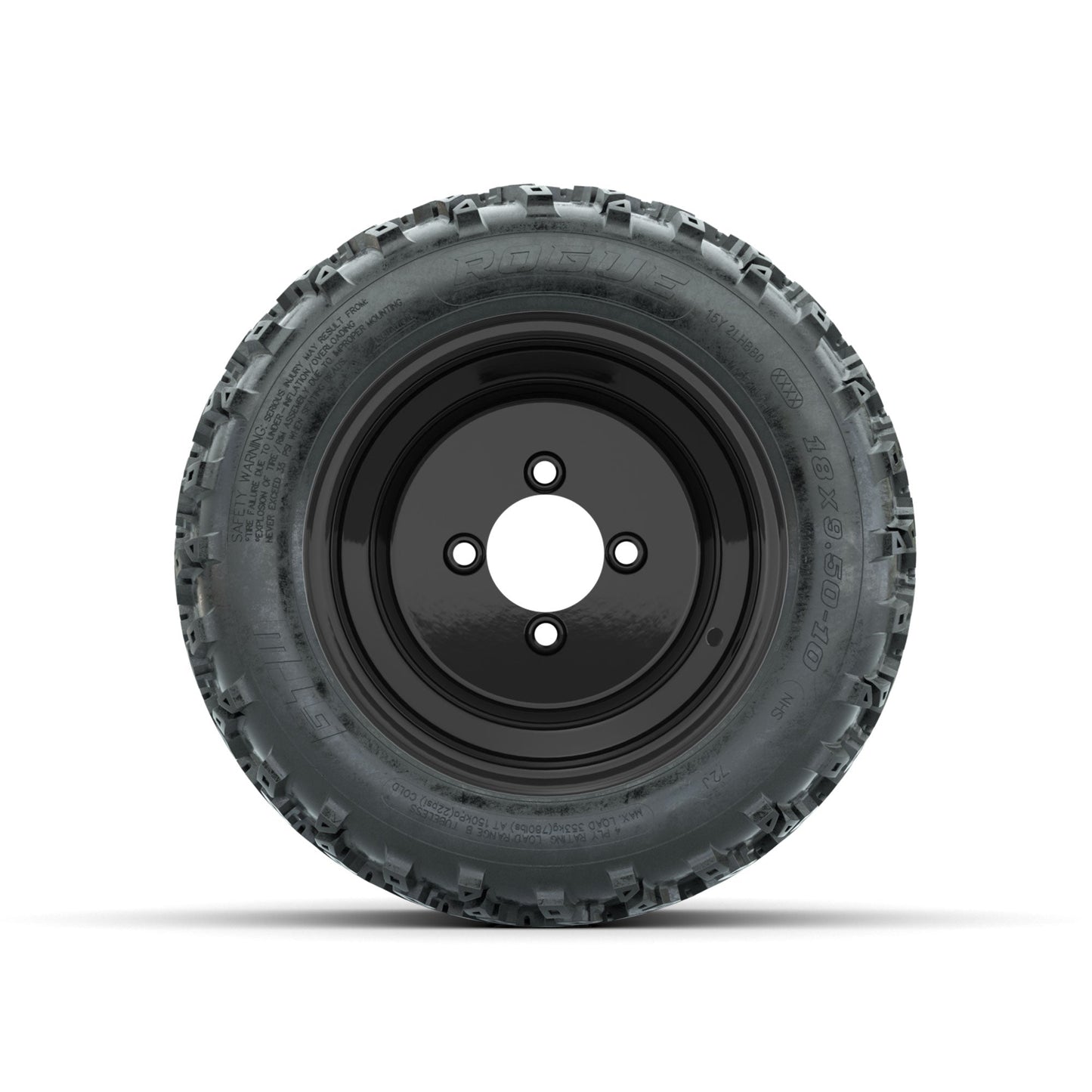 GTW Steel Black Centered 10 in Wheels with 18x9.50-10 Rogue All Terrain Tires Full Set
