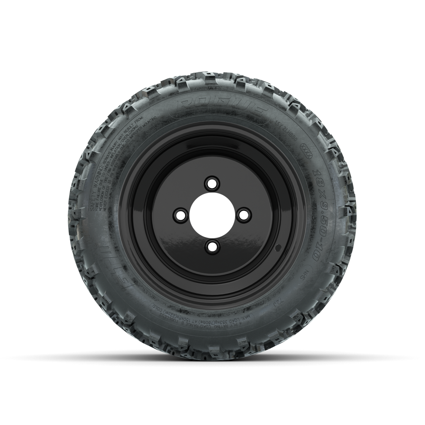 GTW Steel Black Centered 10 in Wheels with 18x9.50-10 Rogue All Terrain Tires Full Set
