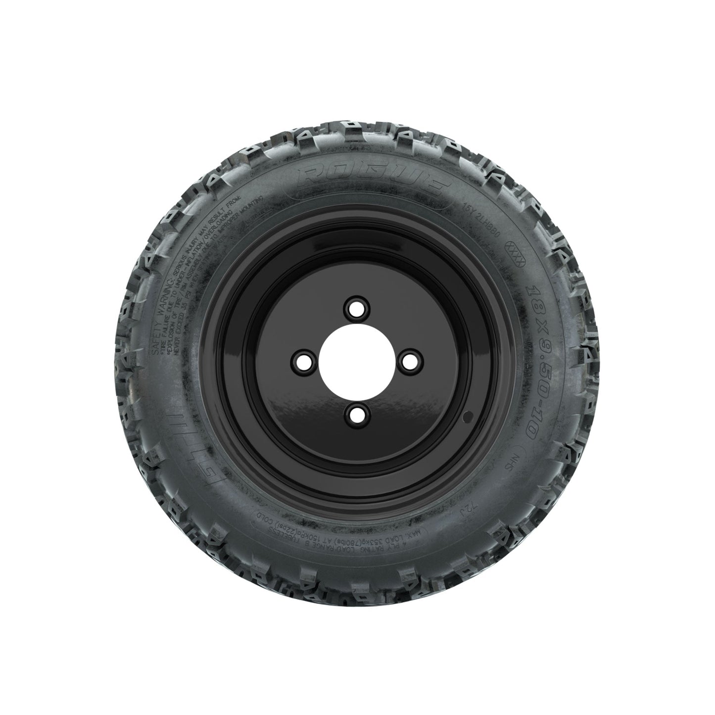 GTW Steel Black Centered 10 in Wheels with 18x9.50-10 Rogue All Terrain Tires Full Set
