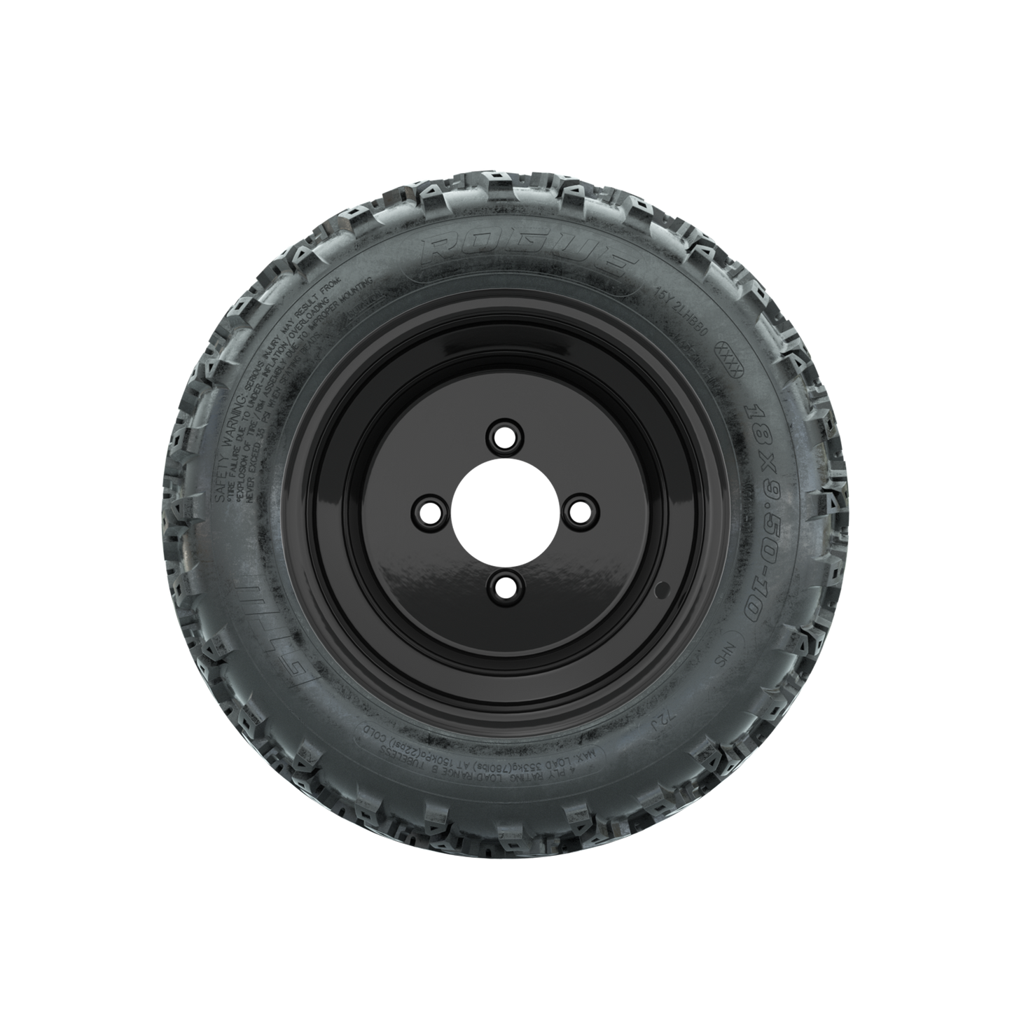GTW Steel Black Centered 10 in Wheels with 18x9.50-10 Rogue All Terrain Tires Full Set