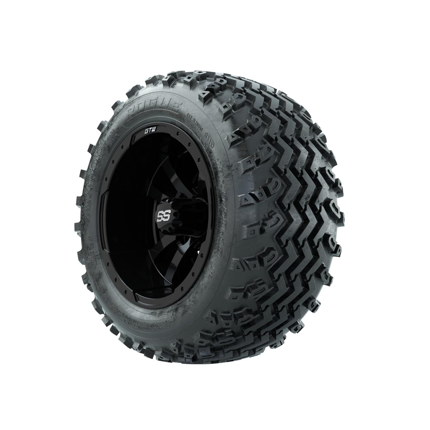 GTW Storm Trooper Black 10 in Wheels with 18x9.50-10 Rogue All Terrain Tires Full Set