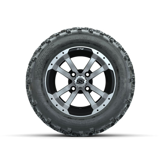 GTW Storm Trooper Machined/Black 10 in Wheels with 18x9.50-10 Rogue All Terrain Tires Full Set