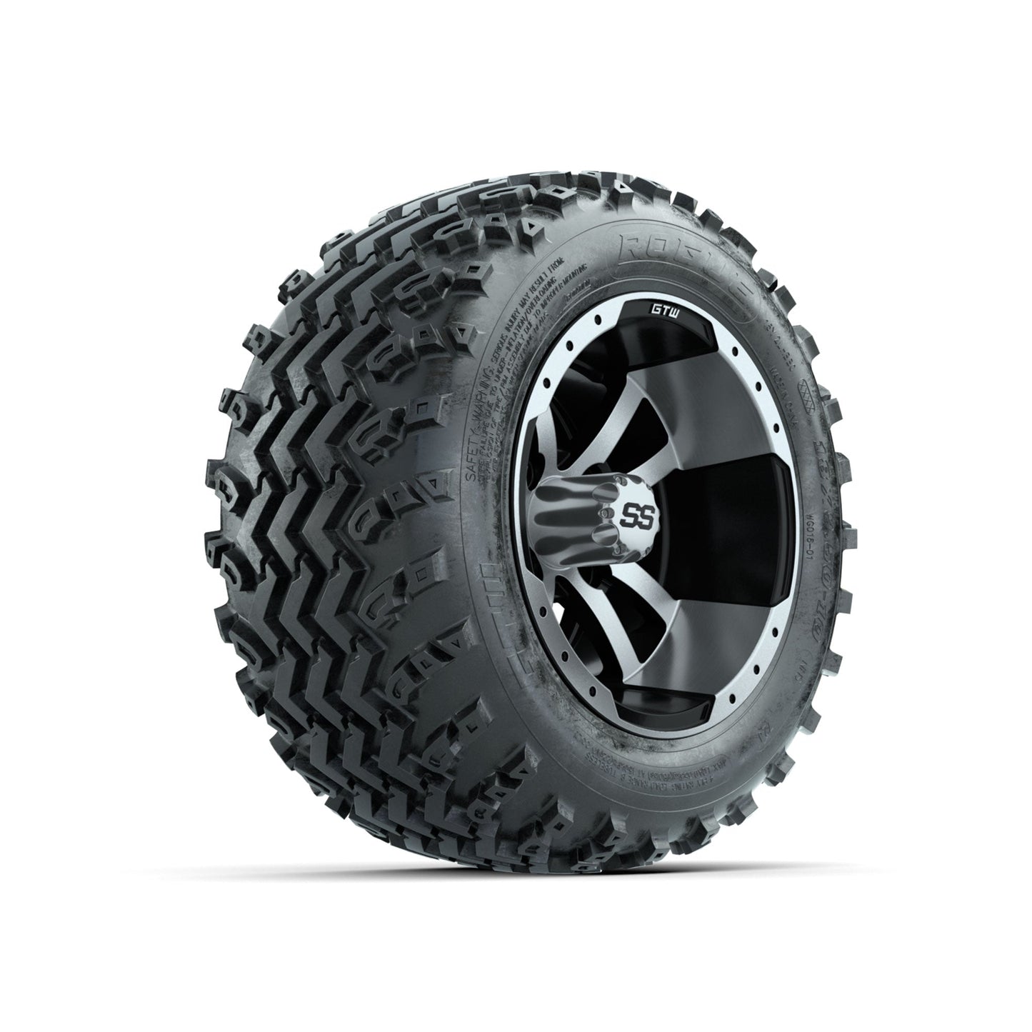 GTW Storm Trooper Machined/Black 10 in Wheels with 18x9.50-10 Rogue All Terrain Tires Full Set