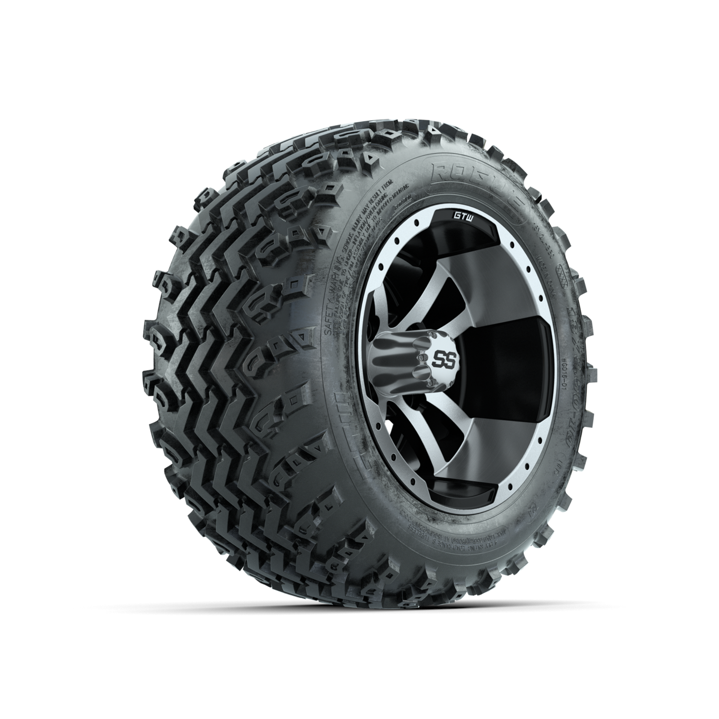 GTW Storm Trooper Machined/Black 10 in Wheels with 18x9.50-10 Rogue All Terrain Tires Full Set