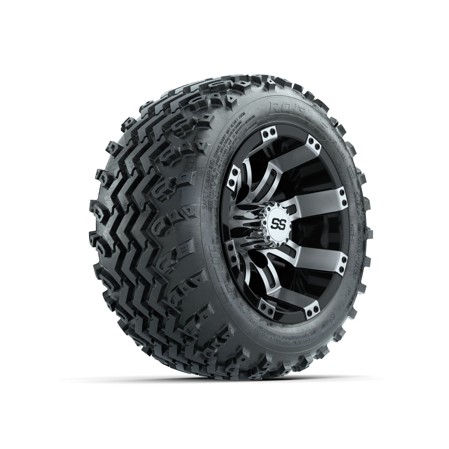 GTW Tempest Machined/Black 10 in Wheels with 18x9.50-10 Rogue All Terrain Tires Full Set