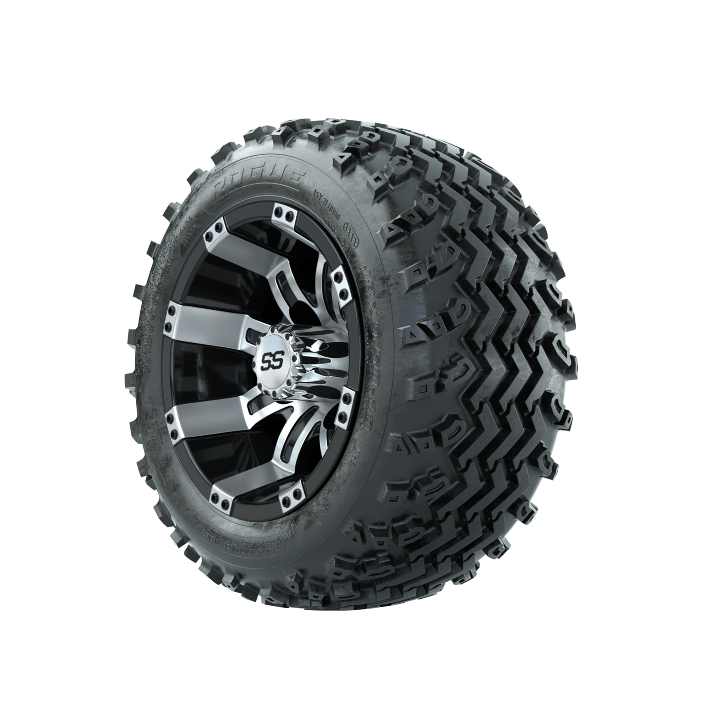 GTW Tempest Machined/Black 10 in Wheels with 18x9.50-10 Rogue All Terrain Tires Full Set