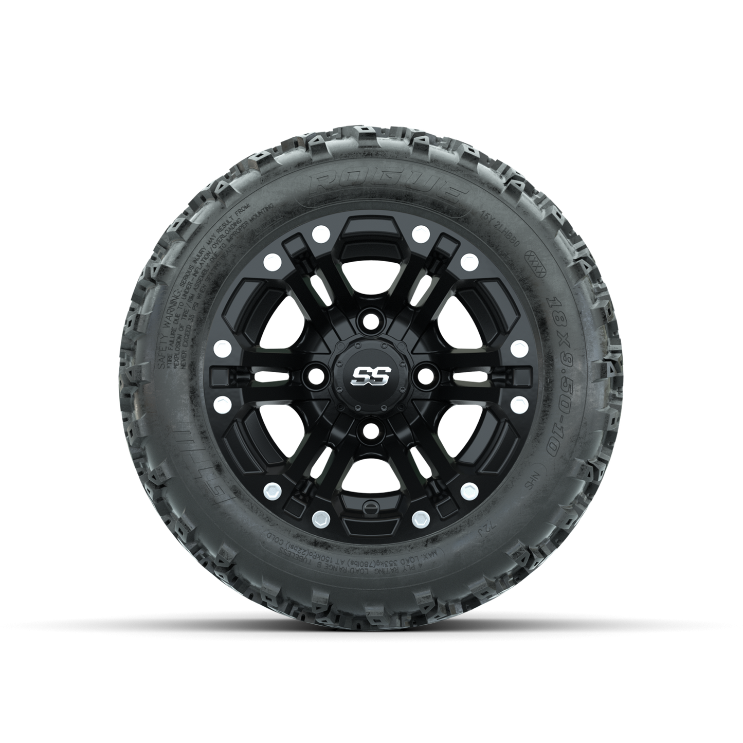 GTW Specter Matte Black 10 in Wheels with 18x9.50-10 Rogue All Terrain Tires Full Set