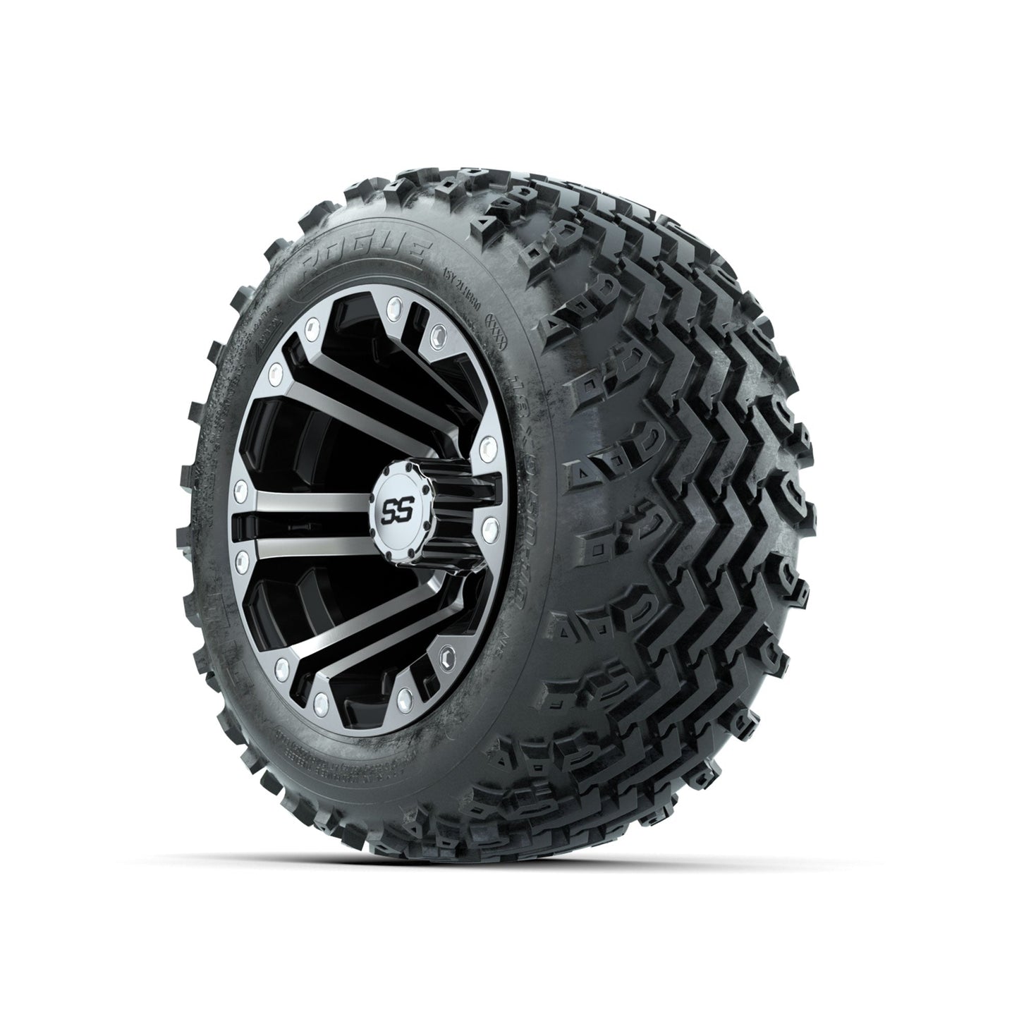 GTW Specter Machined/Black 10 in Wheels with 18x9.50-10 Rogue All Terrain Tires Full Set