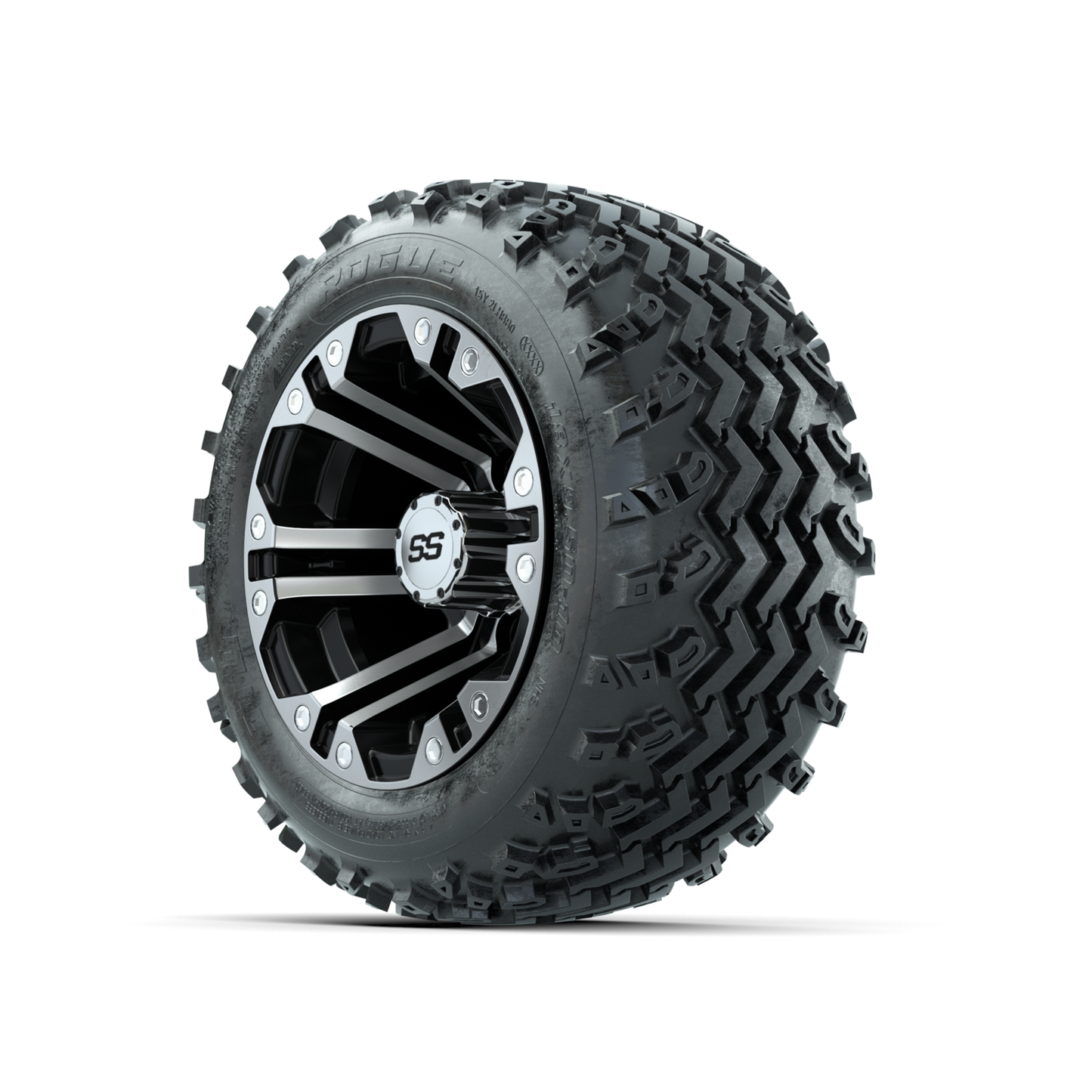 GTW Specter Machined/Black 10 in Wheels with 18x9.50-10 Rogue All Terrain Tires Full Set