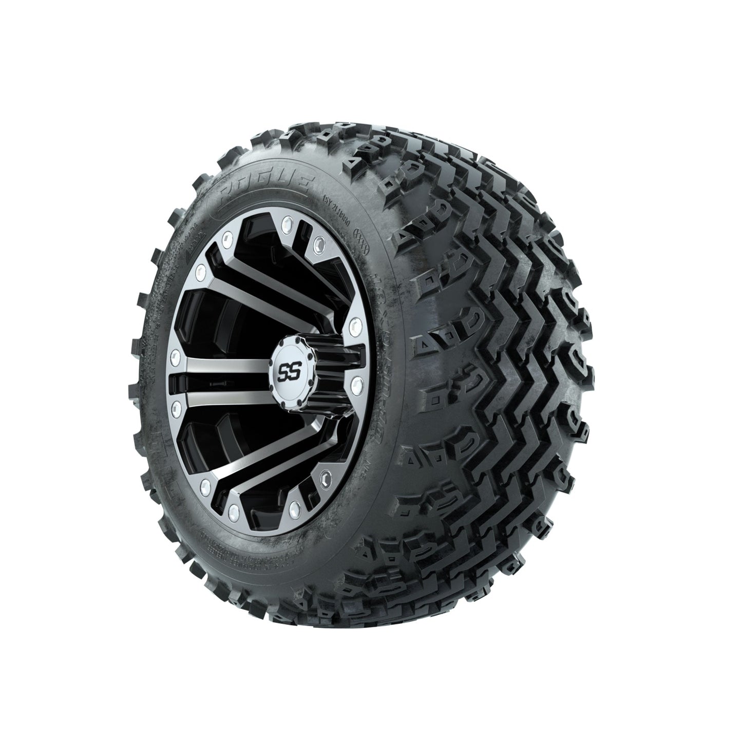 GTW Specter Machined/Black 10 in Wheels with 18x9.50-10 Rogue All Terrain Tires Full Set